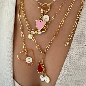 Collier je t'aime, collier personnalisé Saint-Valentin, collier coeur lettre initiale, collier en or Saint-Valentin, collier initial en or, Saint-Valentin image 6