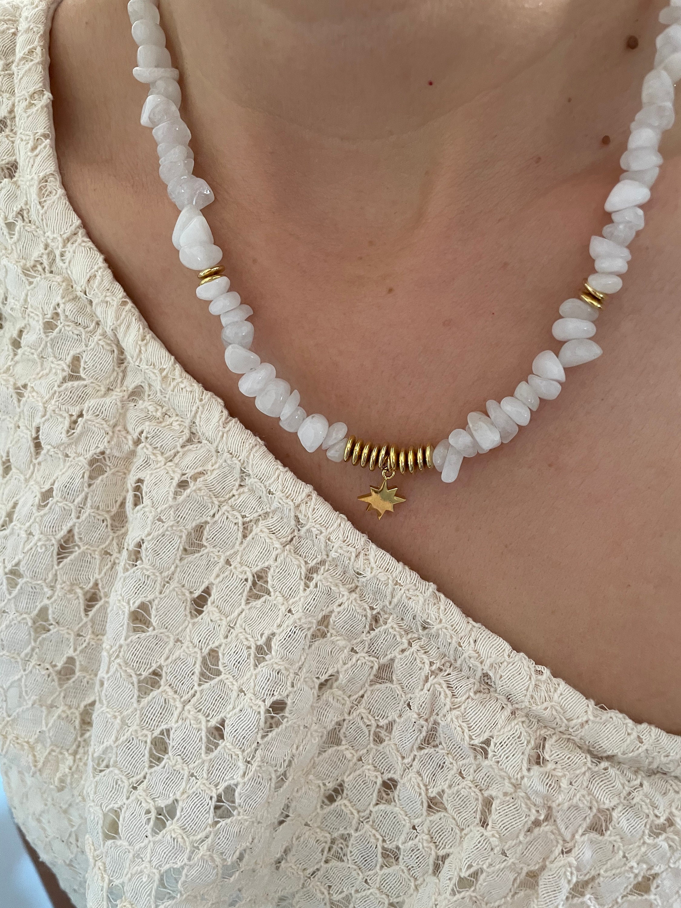 White Jade Necklace Jade Star Necklace Gold Star Necklace Etsy UK