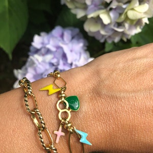 Friendship bracelet,Eco-friendly bracelet,Pink ecofriendly bracelet, star bracelet, gold jewellery,,Dainty bracelet, bracelet charms, charm image 3
