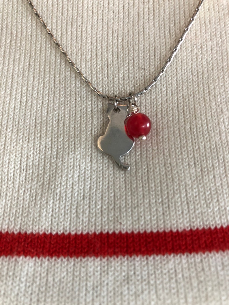 silver cat necklace, red jade necklace, red cat necklace, cat silver necklace, cat necklace,cat necklace silver,silver cat,red jade necklace image 3