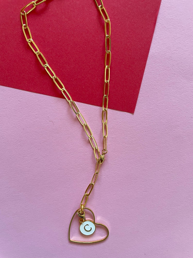 i love you necklace, personalized valentine necklace, initial letter heart necklace,valentine gold necklace, gold initial necklace,valentine image 5