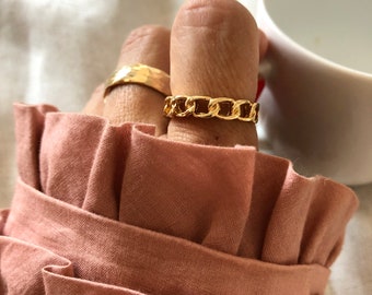 Gold minimalist ring, stacked gold rings, chain gold ring, gold rings, gold band rings, dainty gold rings, gold stack ring, 24k gold-rings