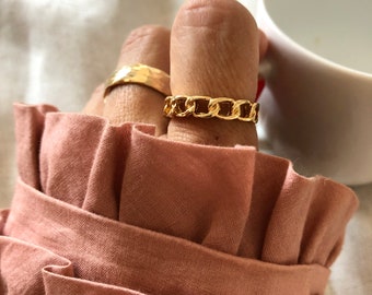 Gold minimalist ring, stacked gold rings, chain gold ring, gold rings, gold band rings, dainty gold rings, gold stack ring, 24k gold rings