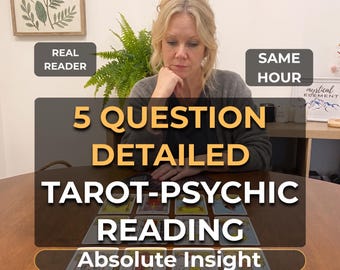 5 Question Tarot-Psychic Reading, Same Hour Reading, Fast Tarot Reading, Astrology Insight, Quick Answers, Telepathy Reading, Psychic Advice
