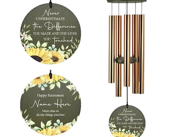 Personalized Retirement Wind Chimes,Celebrate Retire Gifts Teachers/Worker/Staff, Customized Souvenir Congratulations Retire Custom
