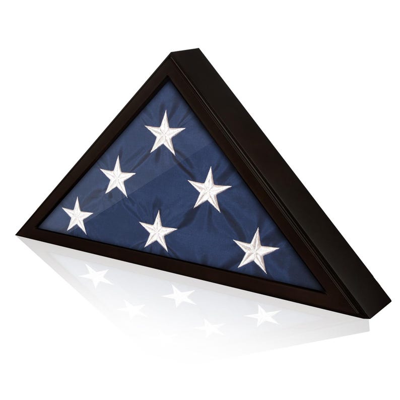 Triangle Flag Box Military Veteran Flag Display Case, Acrylic Folded American Flag Shadow ...