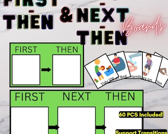 Pannelli visivi "First-Then" e "First-Then-Next" / 60 pezzi / Autismo e bisogni speciali