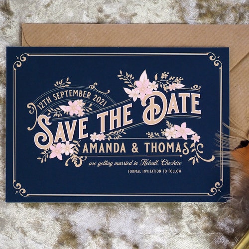 Art Deco Wedding Save the Date Etsy
