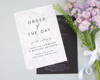 Marble wedding order of the day cards