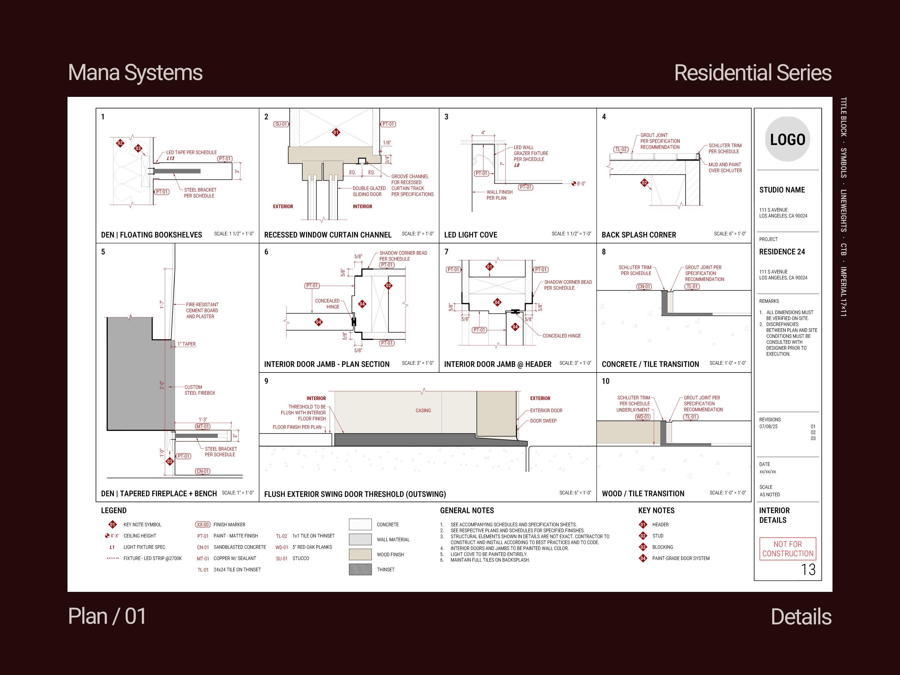 INTERIOR DETAILS 17x11 | Interior Design Autocad Template - Etsy