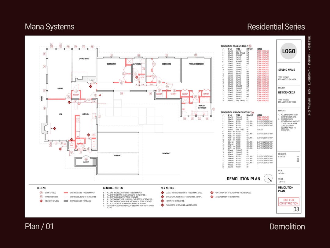 DEMOLITION PLAN 17x11 | Interior Design Autocad Template - Etsy