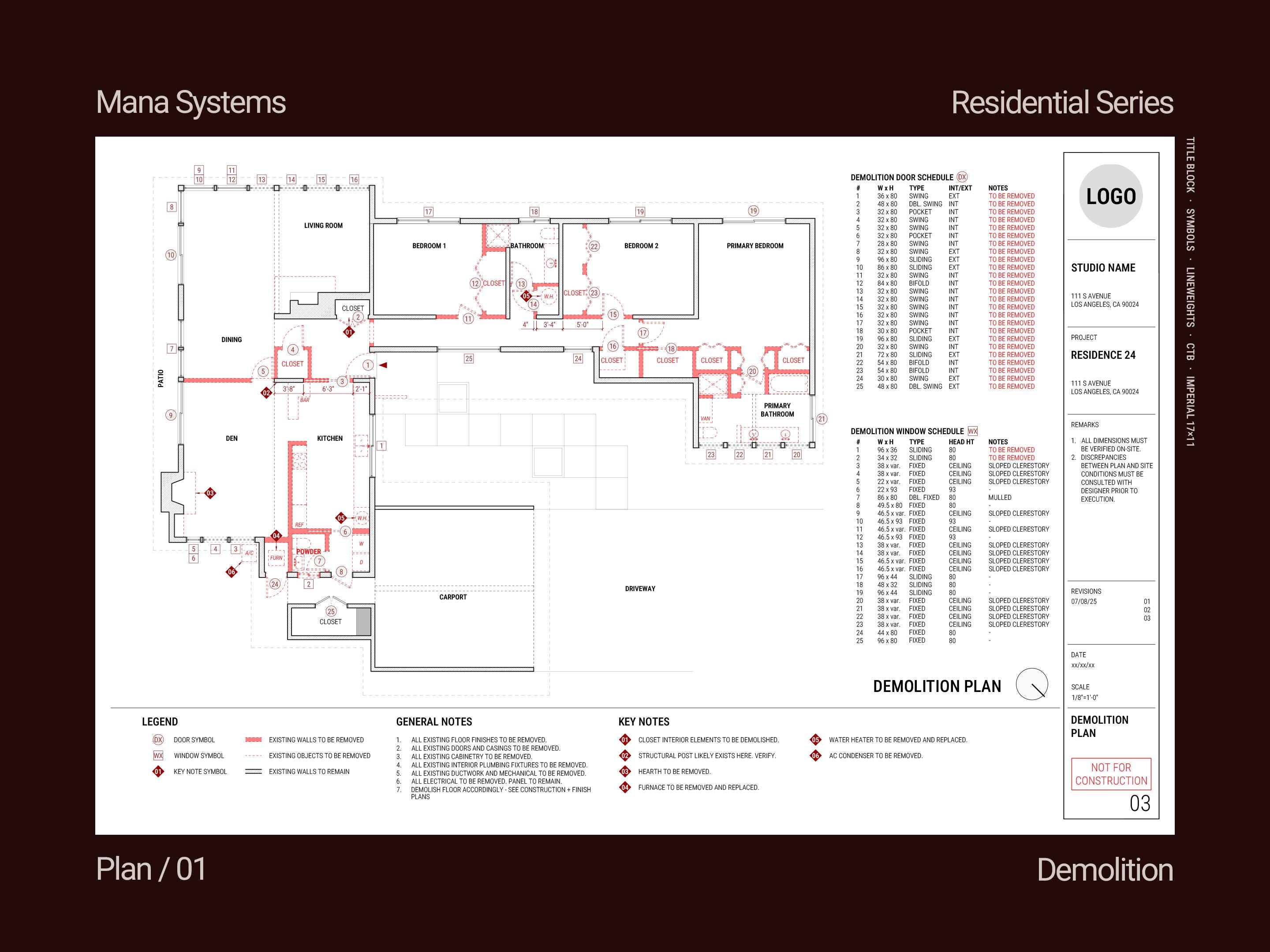 DEMOLITION PLAN 17x11 | Interior Design Autocad Template - Etsy