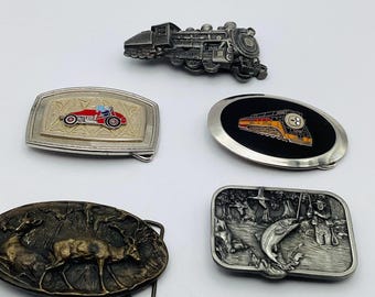 Lote de (5) hebillas de cinturón vintage