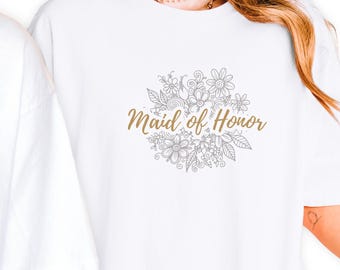 Camisa floral para madrinha de casamento – Camiseta Comfort Colors para despedida de solteira