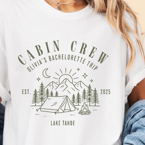 Aangepast Lake Tahoe vrijgezellenfeestshirt, Cabin Campfire-T-shirt