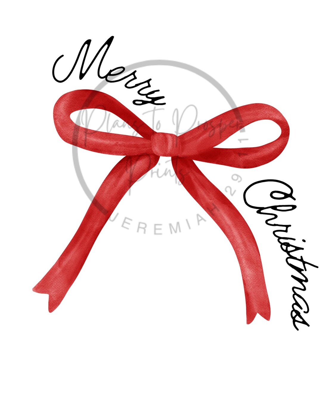 Digital Merry Christmas Bow | Printable Holiday Clipart | Red Ribbon ...