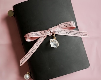 Personalized Leather Passport Journal with Charms, Pocket Notebook