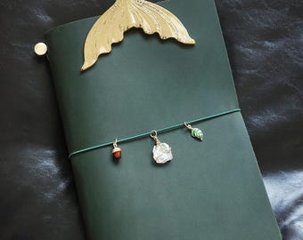 Personalized Charms Leather A5 Journal, Handmade Refillable Traveler’s Journal, Luxury Leather Gift, Traveler's Notebook Cover