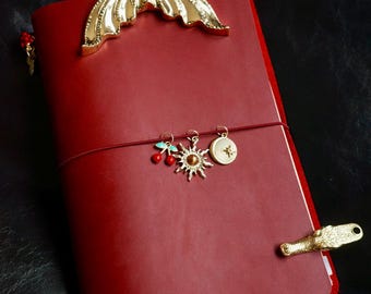 Personalized Charms Leather A5 Journal, Handmade Refillable Traveler’s Journal, Traveler's Notebook Cover,Special Birthday Gift, Unique Gift