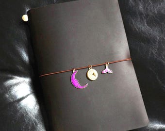 Personalized Charms A5 Traveler's Journal, Handmade Refillable Traveler’s Journal, Luxury Leather Gift, Traveler's Notebook Cover