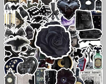 50 Pcs Gothic Witch Stickers | Dark Aesthetic Vinyl Decals | Waterproof Laptop and Phone Case Stickers | Scrapbook Supplies