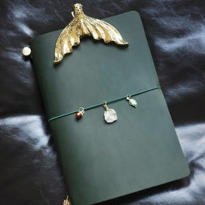 Personalized Charms Leather A5 Journal, Handmade Refillable Traveler’s Journal, Luxury Leather Gift, Traveler's Notebook Cover image 7