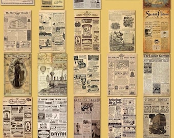 Vintage Newspaper Stickers, Retro Parchment Ephemera, Waterproof PVC Decals for Scrapbooking, Bullet Journal Supplies, Journal Accessories