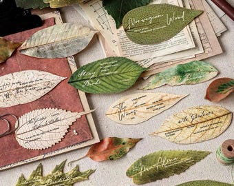 Unique Wooden Bookmarks | Vintage Leaf Page Marker | Nature Inspired Reading Accessory | Wood Slice Ephemera | Book Lover Gift