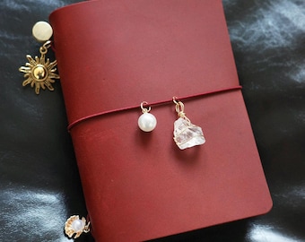 Personalized Charms Leather A5 Journal, Handmade Refillable Traveler’s Journal, Luxury Leather Gift, Traveler's Notebook Cover