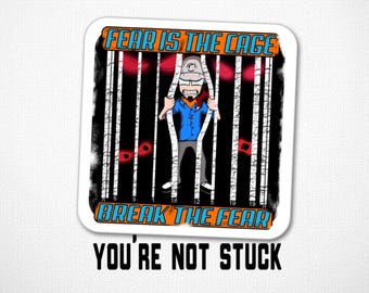 Klistermärke "Rädsla är buren" | Empowerment-dekal | Mindset-klistermärke | Konst för dolda budskap | Laptopvattenflaska