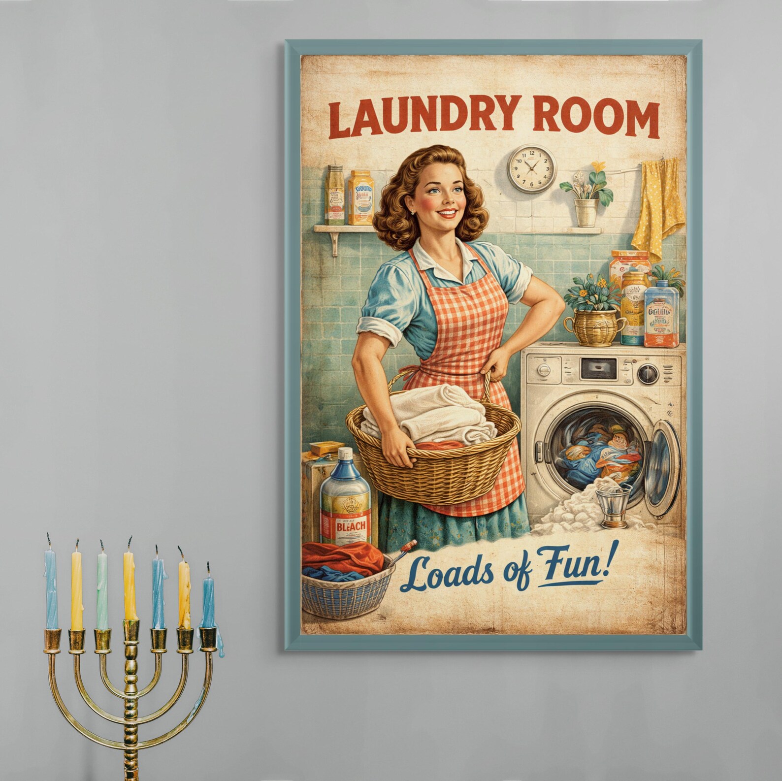 Vintage Laundry Room Poster, Retro Laundry Wall Art Loads of Fun ...