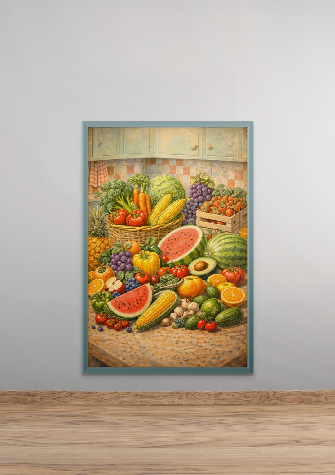 kitchen gallery wall art set of 6, vintage fruit... Retro Kitchen Wall Art, Vintage Fruit and Vegetable Print, Farm Fresh ...