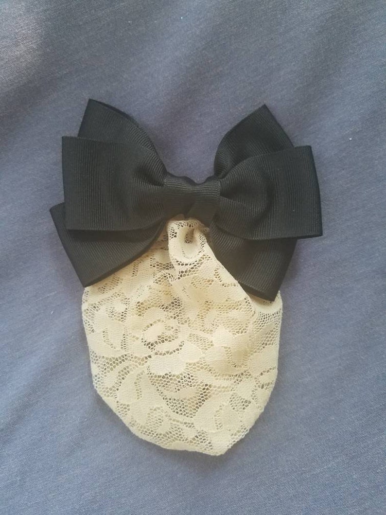 Black Bow With Cream Lace Snood Etsy