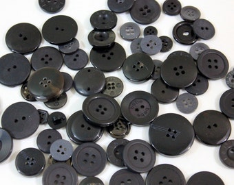 Black Buttons - Bag of Assorted Size Buttons