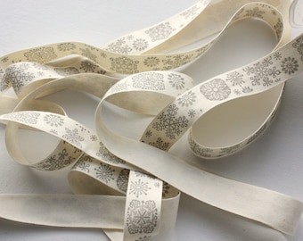 Snowflake Cotton Canvas Ribbon - Christmas Craft Trim, 2 Yards