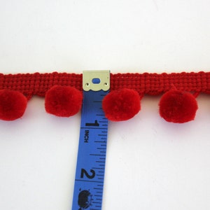 Heavy Pom Pom Fringe Red Simplicity Brand 3 yards image 2