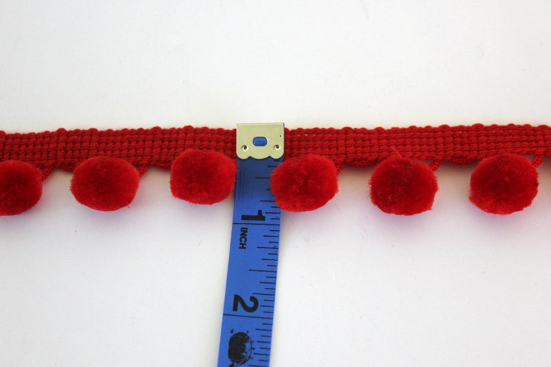 Heavy Pom Pom Fringe Red Simplicity Brand 3 yards image 2