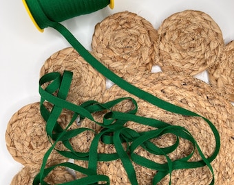 3/8" Polyester Twill Tape - Emerald Green - 5 yards
