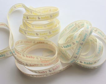 1/2" Twill Ribbon: Yellow, Blue, Pink - Ducks - 3 Yards - 3 Colors Available