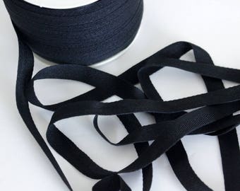 1/2" Polyester Twill Tape - Black - 5 yards