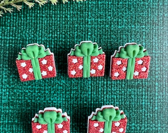 Glitter Christmas Gift Buttons - Holiday Crafting, 1" (5-Pack)