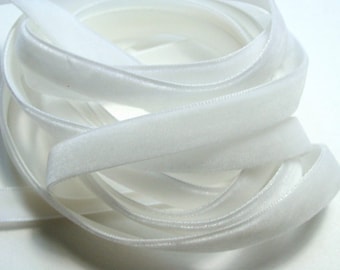3/8" Velvet Ribbon - White - 5 yards