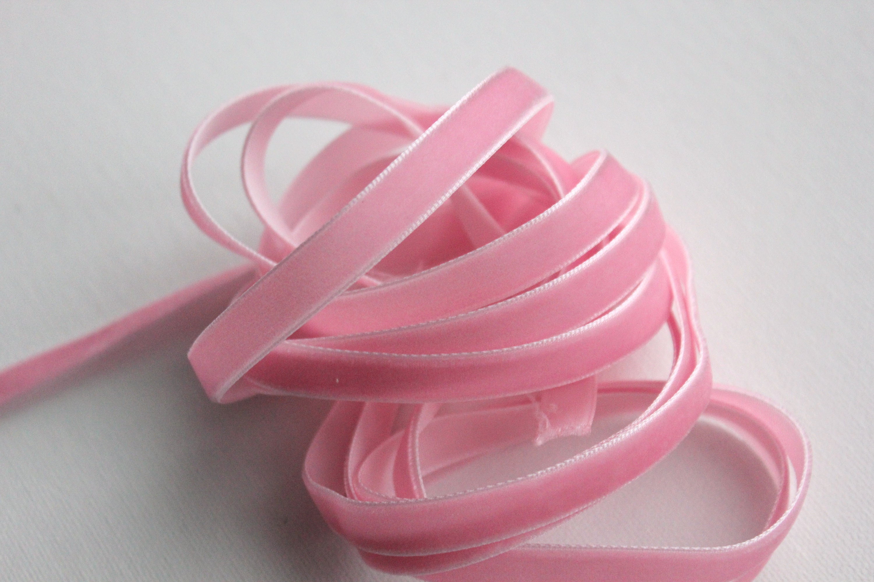 Light Pink Velvet String Ribbon 1/8 Inch 1 Yard 