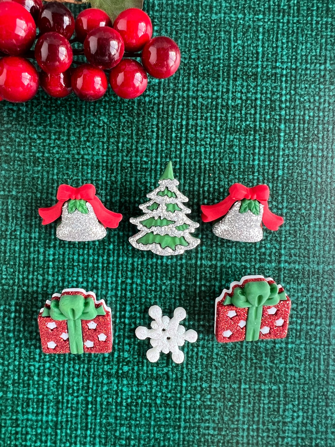 Christmas Buttons Glittery Christmas Collection of Buttons Etsy