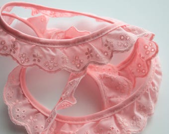 1 1/8" Ruffled Eyelet Lace in Pink - Gathered  Eyelet Lac