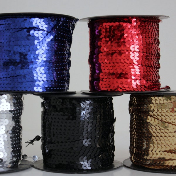 Sequin Trim - 6 mm - 1/4" in 7 Colors - 5 Yard Length