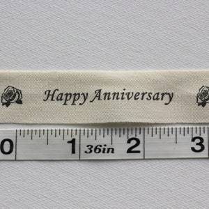 3/4 Cotton Ribbon Cotton Canvas Ribbon Happy Anniversary 2 yards image 3