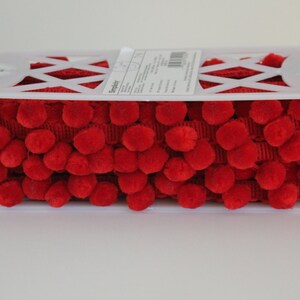 Heavy Pom Pom Fringe Red Simplicity Brand 3 yards image 3