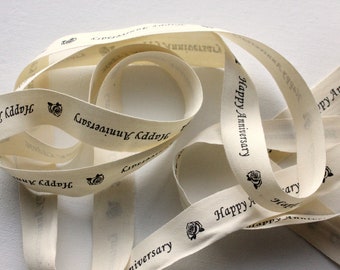 Cotton Canvas Ribbon - Twill - 2 Yards - Happy Anniversary