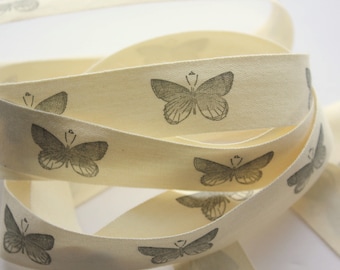 3/4" Cotton Ribbon - Butterfly Cotton Canvas Ribbon - 2 yards